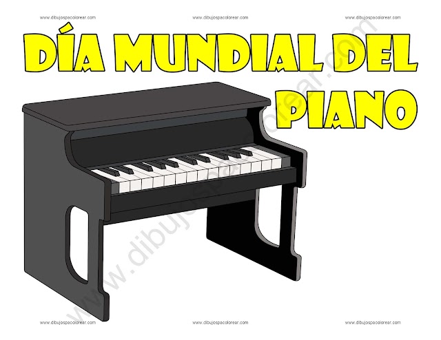 Día mundial del Piano dibujo a color y para colorear